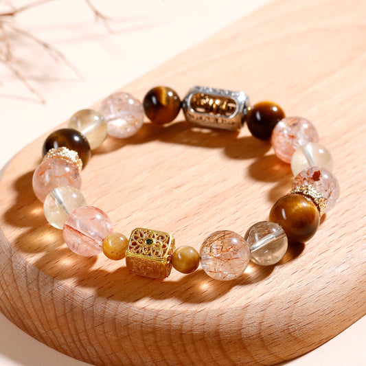 Natural Crystal Bracelet with Tiger Eye – Beaded Crystal Bracelet for Women - STAR8S