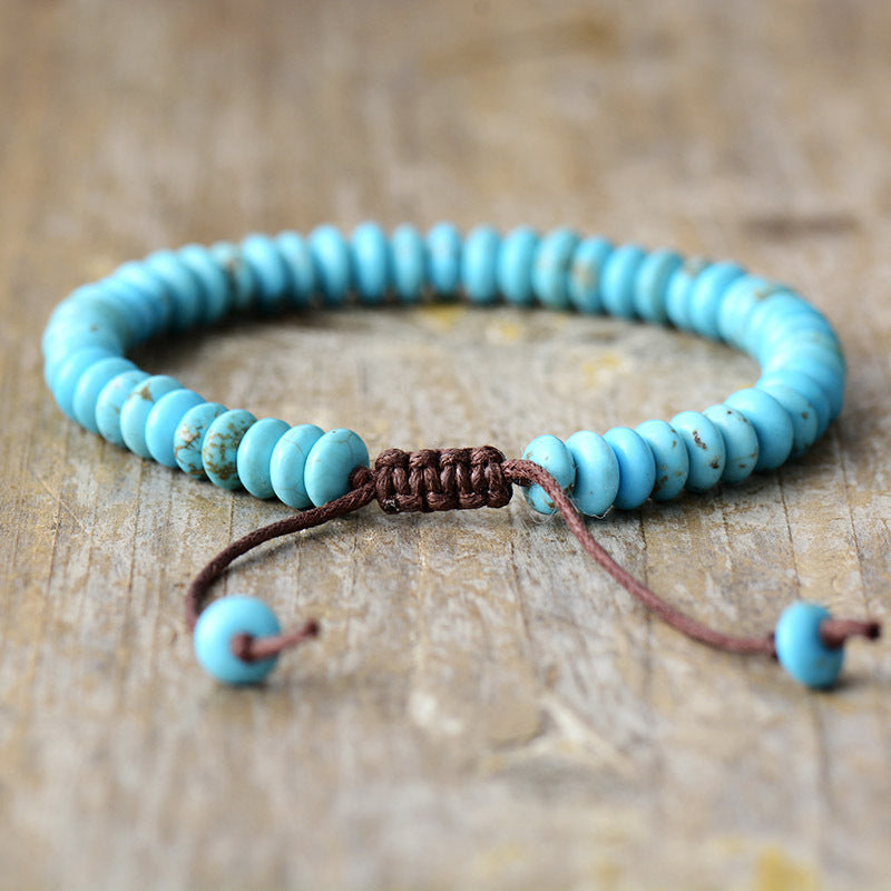 Blue Turquoise Braided Beaded Bracelet Adjustable Handmade Stone Bracelet for Men & Women - STAR8S