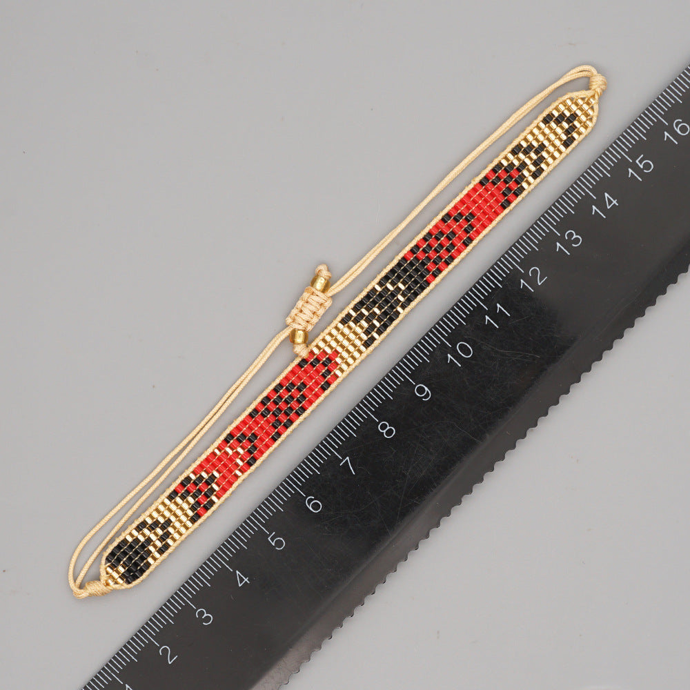 colorful heart boho friendship bracelets — handmade woven seed bead bracelet, adjustable, gift-ready