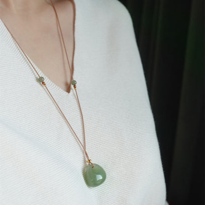 Natural Hetian Jade Green Pendant - Green Jade Lock Pendant for Bags Lucky & Minimalist