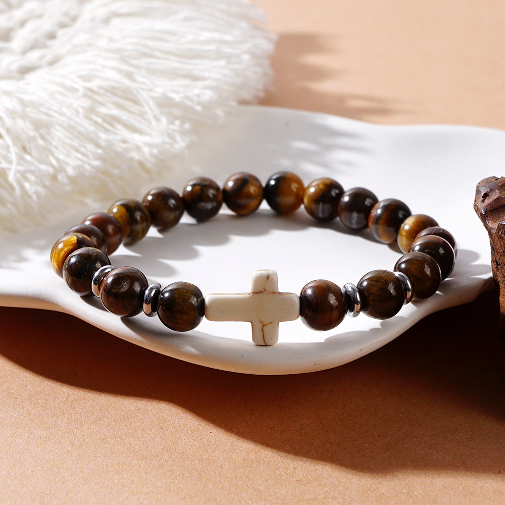 cross beaded bracelets - faith-inspired jewelry with lava rock, turquoise, tiger's eye & more | stylish & spiritual handcrafted accessories