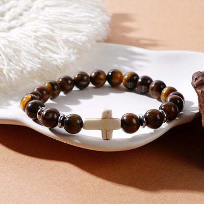 Cross Beaded Bracelets - Faith-Inspired Jewelry with Lava Rock, Turquoise, Tiger's Eye & More | Stylish & Spiritual Handcrafted Accessories
