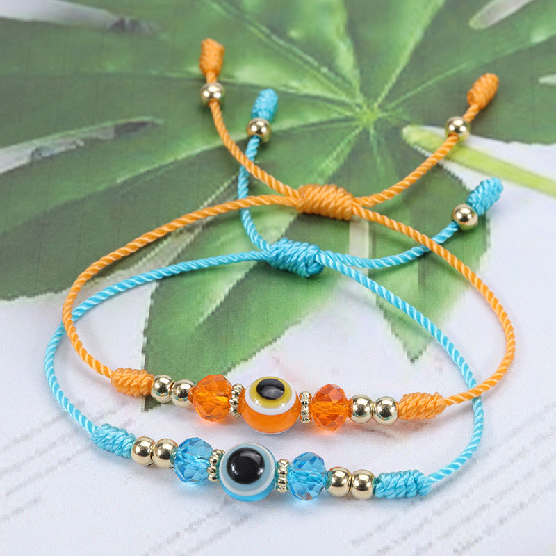 evil eye bracelet - adjustable crystal bead woven bracelet for boys & girls | lucky protection charm bracelet - star8s
