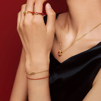 Double Layer Red String Gold Chain Bracelet for Women Good Luck Kabbalah Protection Amulet Neo-Chinese Interwoven Braided Cord Minimalist Jewelry Gift For Her
