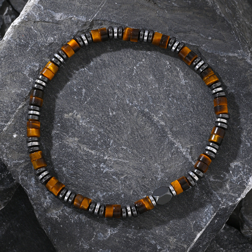 yellow tiger eye bracelet for men – slim boho natural stone beaded bracelet - star8s