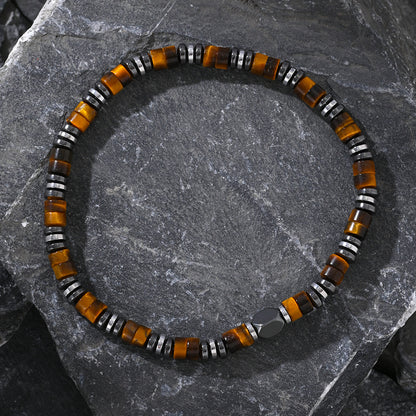 Yellow Tiger Eye Bracelet for Men – Slim Boho Natural Stone Beaded Bracelet - STAR8S