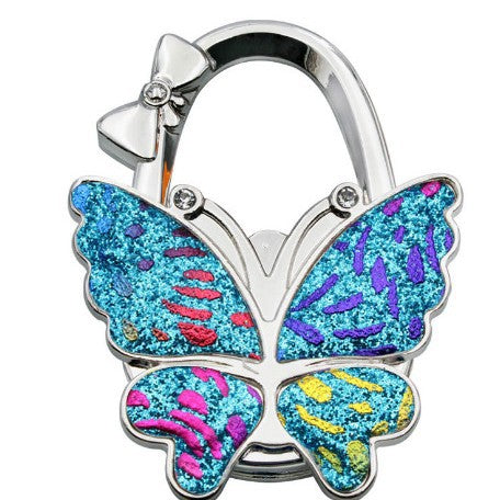 butterfly folding purse hook for desk portable handbag hanger for tables women cute tote bag hook inward folding table side purse holder desk bag hanger clip non-slip office dining travel accessories