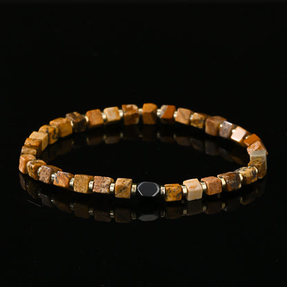 Picture Stone Men’s Bracelet – Square Semi-Precious Beaded Bracelet for Men - STAR8S