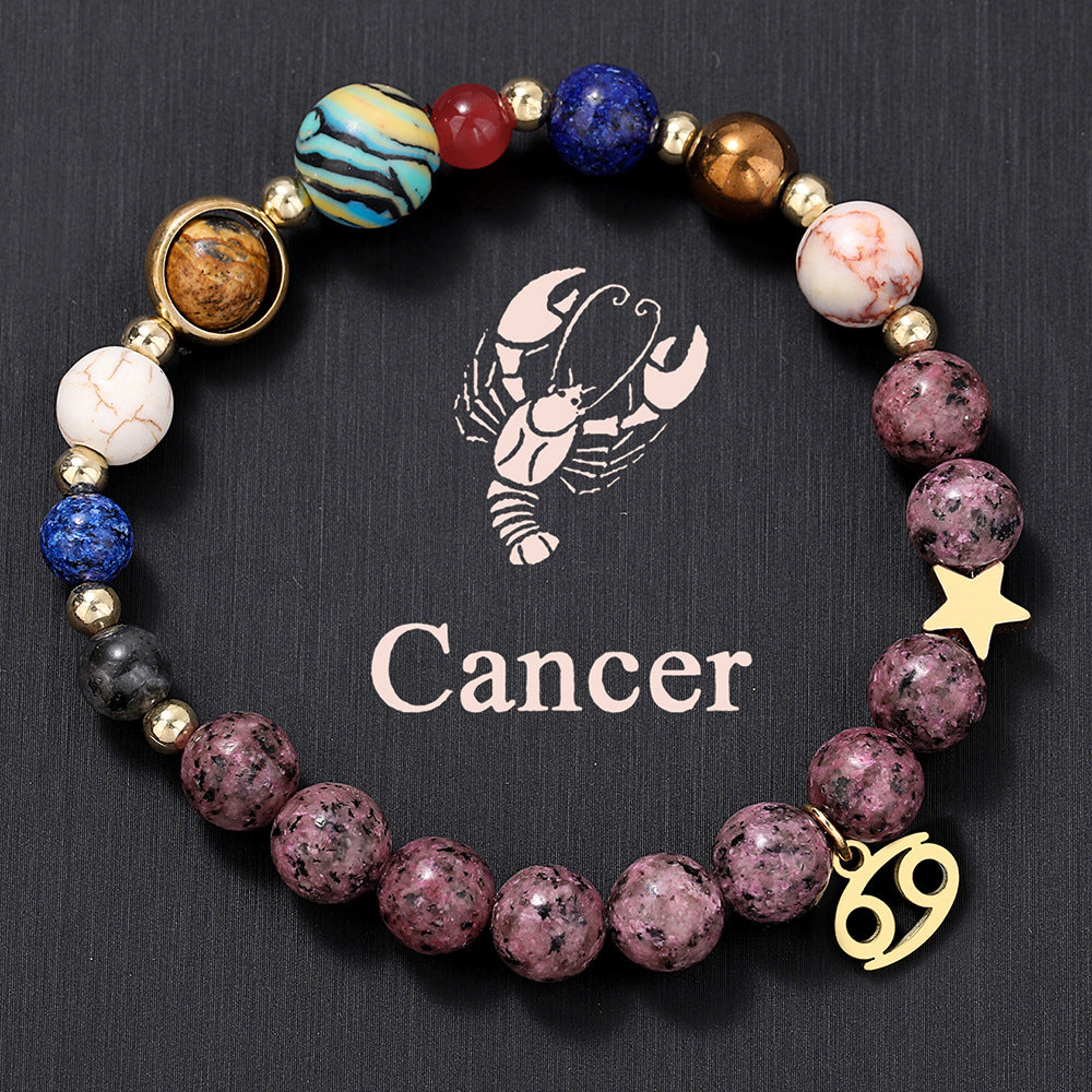 Zodiac Signs Bracelet - Stainless Steel Pendant, Natural Stone, Handmade Beaded Couple Bracelet for Women - STAR8S