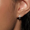 S925 Sterling Silver Gold Plated Zircon Cross Mini Hoop Earrings – Elegant & Trendy