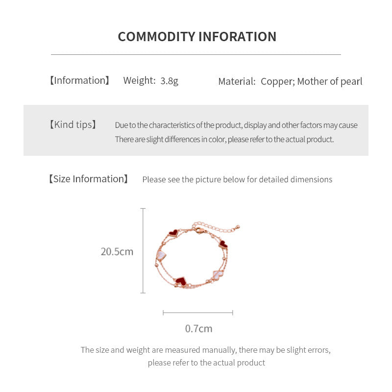 Heart Bracelet - Double Layered with Heart Pendant, Fashionable Adjustable Jewelry, Luxury Vintage Design - STAR8S