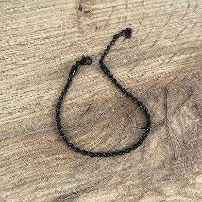 Minimalist Rope Chain Bracelet for Men Premium Stainless Steel Twisted Curb Link Wristband Waterproof Tarnish-Free Everyday Stackable Layering Cuff