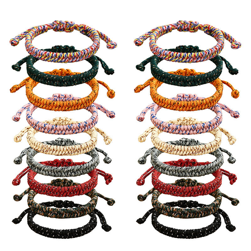 Nepal-Style Boho Adjustable Cord Bracelet – Unisex Woven Wristband, Colorful & Stackable - STAR8S