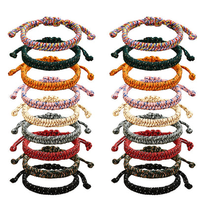 Nepal-Style Boho Adjustable Cord Bracelet – Unisex Woven Wristband, Colorful & Stackable - STAR8S
