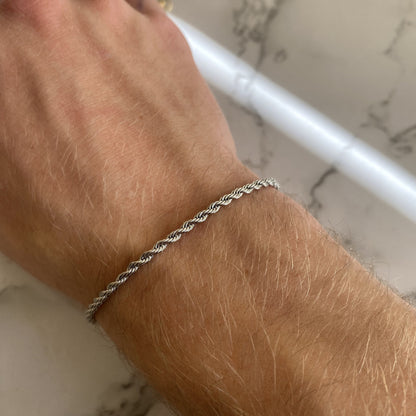 Minimalist Rope Chain Bracelet for Men Premium Stainless Steel Twisted Curb Link Wristband Waterproof Tarnish-Free Everyday Stackable Layering Cuff