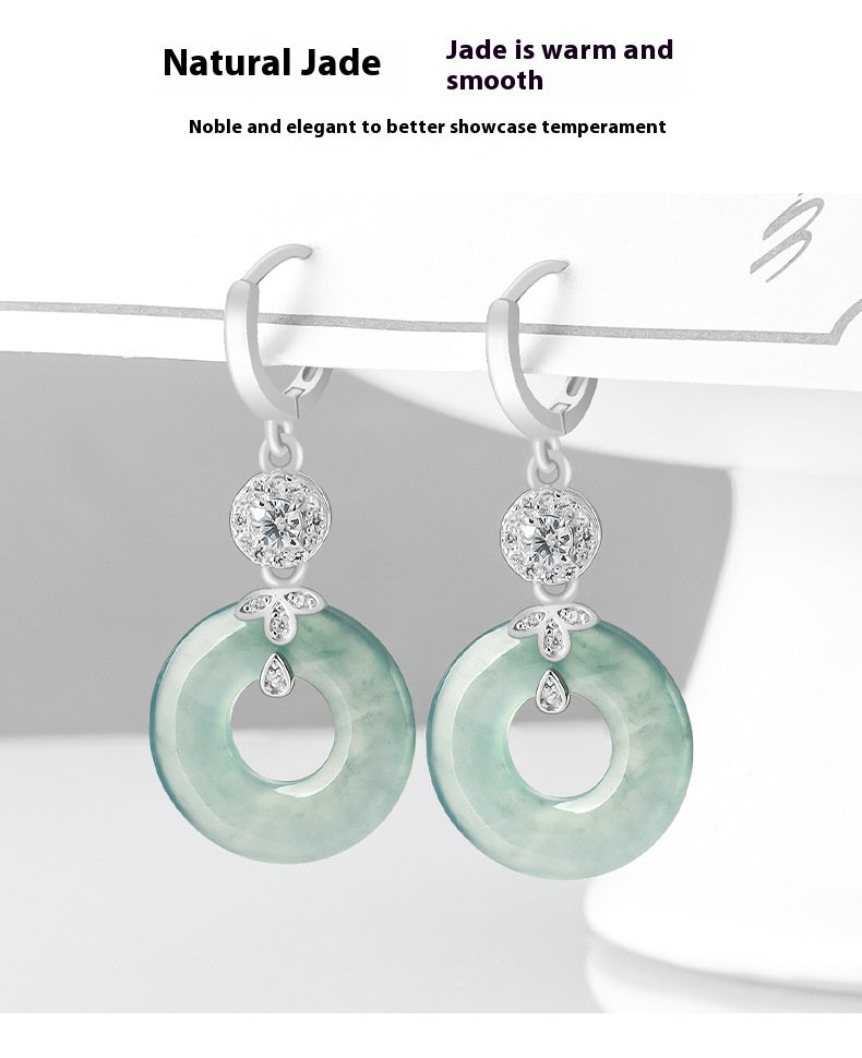 natural hetian jade blue water hoop earrings – ice seed jade with s925 silver