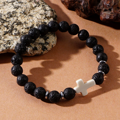 Cross Beaded Bracelets - Faith-Inspired Jewelry with Lava Rock, Turquoise, Tiger's Eye & More | Stylish & Spiritual Handcrafted Accessories
