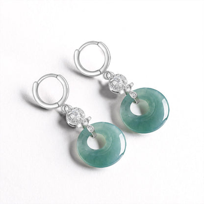 S925 Silver Natural Jadeite Jade Ring Blue Water Earrings – Fashion Women’s