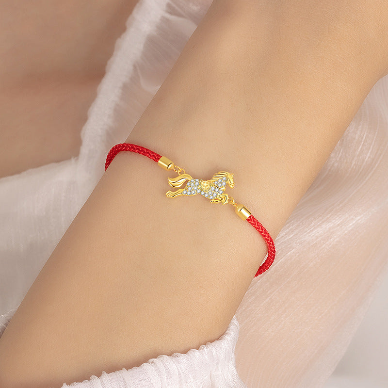 chinese zodiac horse silver red string bracelet – s925 sterling silver lucky bracelet for women