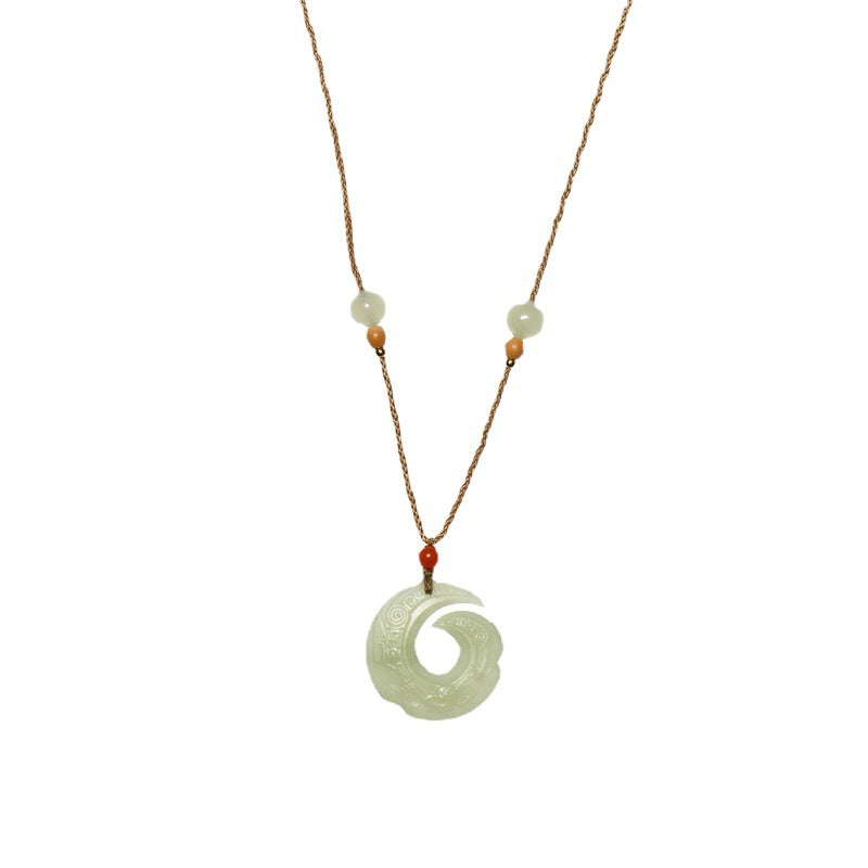 natural hetian jade necklace pendant for men and women - adjustable, unisex jewelry pendant