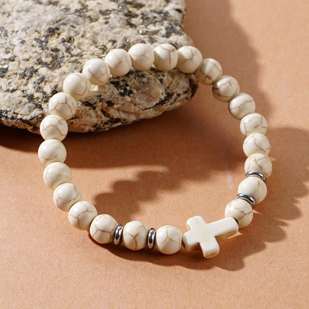 cross beaded bracelets - faith-inspired jewelry with lava rock, turquoise, tiger's eye & more | stylish & spiritual handcrafted accessories
