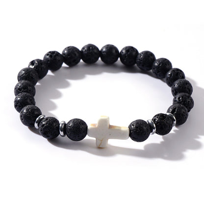 Cross Beaded Bracelets - Faith-Inspired Jewelry with Lava Rock, Turquoise, Tiger's Eye & More | Stylish & Spiritual Handcrafted Accessories
