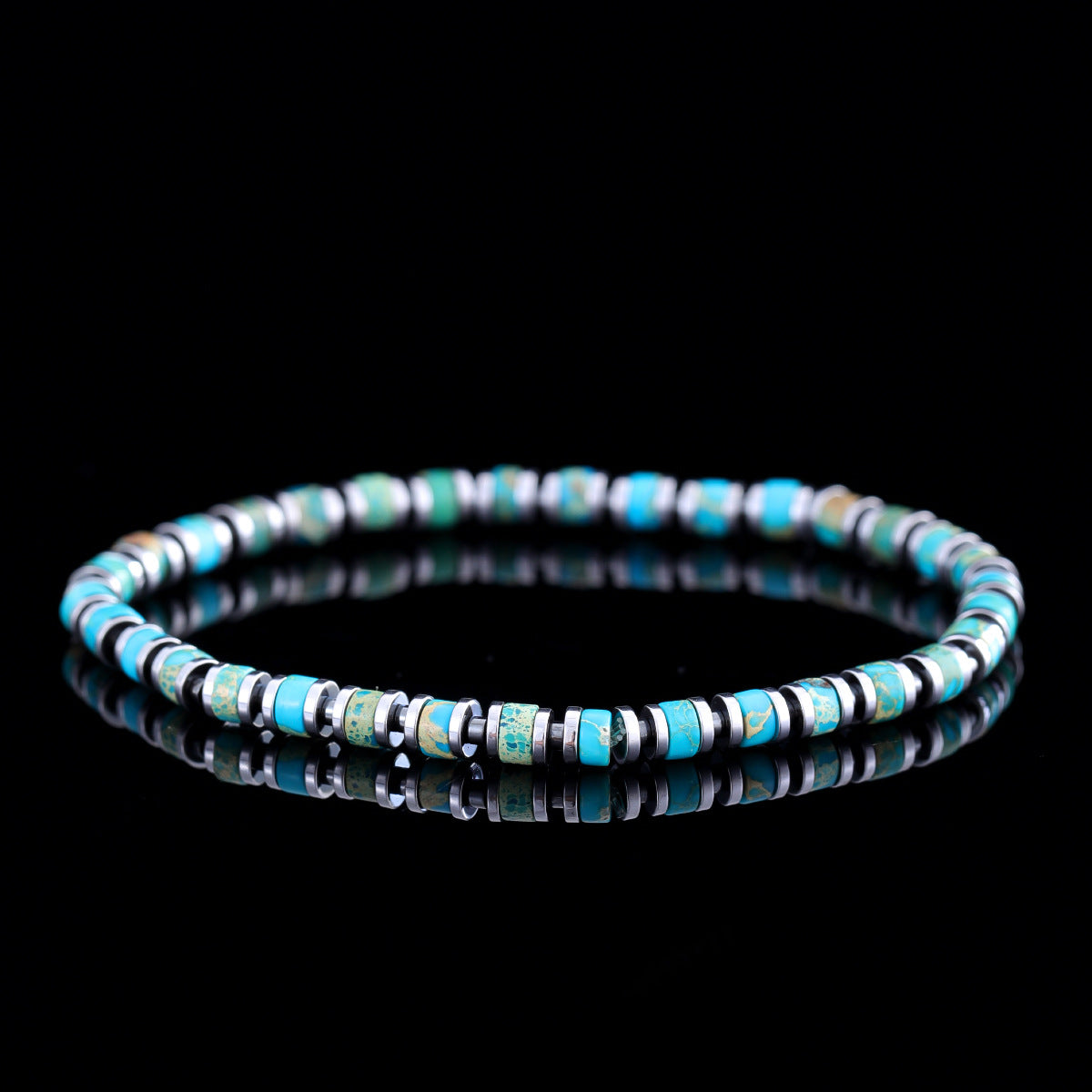 Boho Color-Block Natural Stone Bracelet – Men’s Imperial Stone Stretch Boho Bracelet - STAR8S