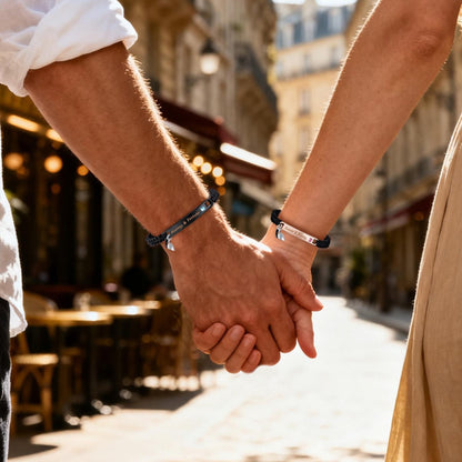 Magnetic Couple Bracelet Set – Handwoven Adjustable Rope, Matching His & Hers - STAR8S