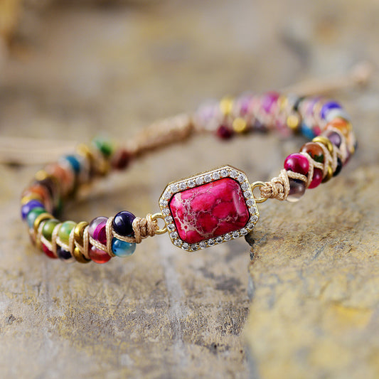 Imperial Stone Braided Bracelet – Handmade Agate Friendship Bracelet for Couples | Adjustable Boho Gemstone Woven Jewelry - STAR8S