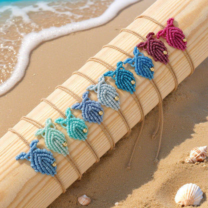 Vibrant Hand-Woven Fish Cord Bracelet Set Adjustable Sliding Knot Waterproof Nautical Wristband Lightweight Summer Surf Aesthetic Beach Jewelry Gift for Best Friends