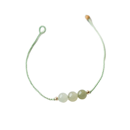 Natural Clear Water Gradient Hetian Jade Handwoven Braided Anklet Bracelet – Elegant & Simple Jewelry