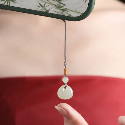 Natural Hetian Jade Gourd & Ruyi Lock Keychain | Lucky Bag Pendant | Multi-functional Phone Strap 🍀