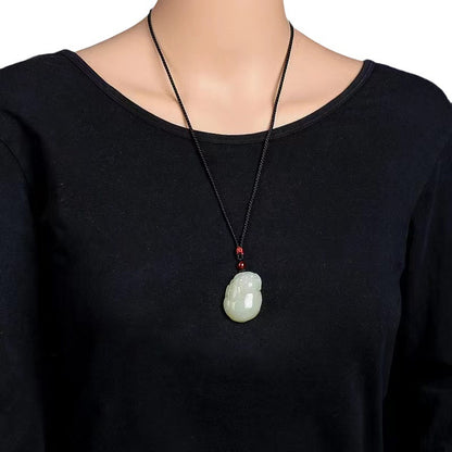 Natural Hetian Jade Lucky Pig Pendant Necklace - Chinese Zodiac Necklace for Men & Women