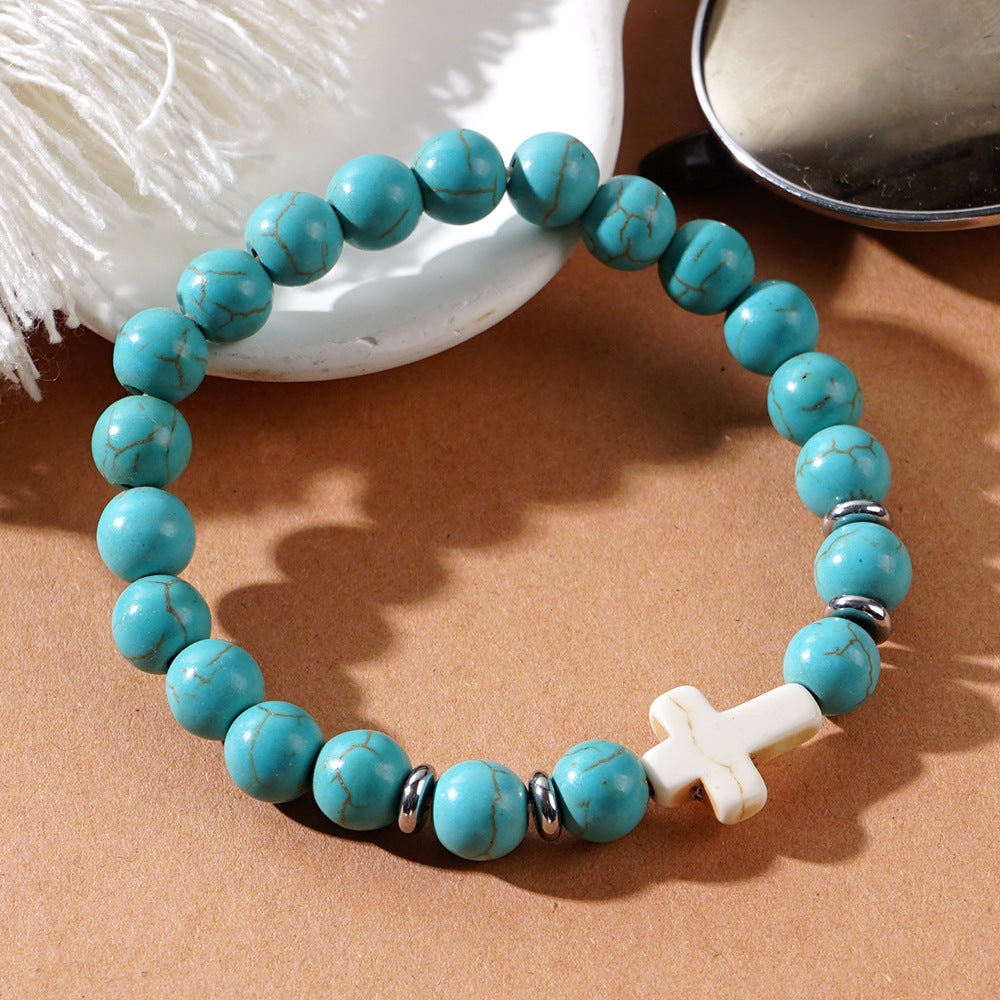 cross beaded bracelets - faith-inspired jewelry with lava rock, turquoise, tiger's eye & more | stylish & spiritual handcrafted accessories