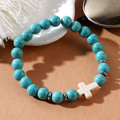 Cross Beaded Bracelets - Faith-Inspired Jewelry with Lava Rock, Turquoise, Tiger's Eye & More | Stylish & Spiritual Handcrafted Accessories