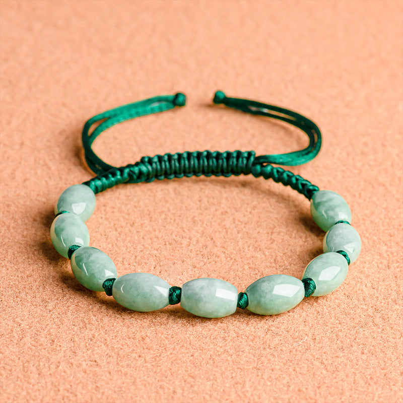 natural jade bracelet - handmade adjustable string bracelet for men & women, good luck bracelet