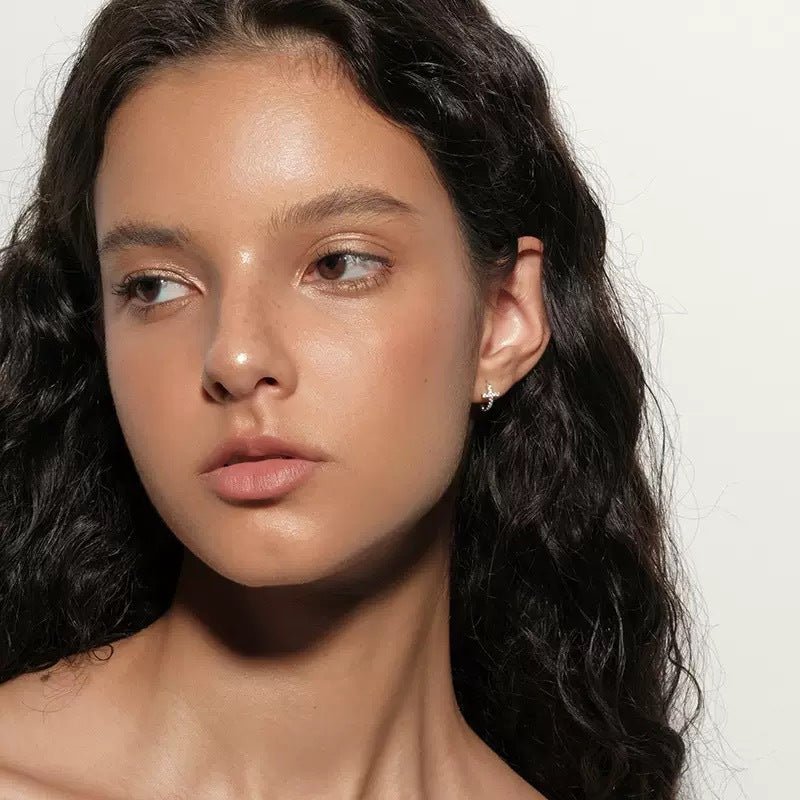 s925 sterling silver gold plated zircon cross mini hoop earrings – elegant & trendy - star8s