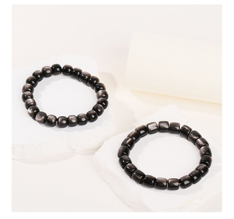 Obsidian Beaded Bracelet - Fashionable Unisex Cylinder Shape Gift Bracelet - STAR8S