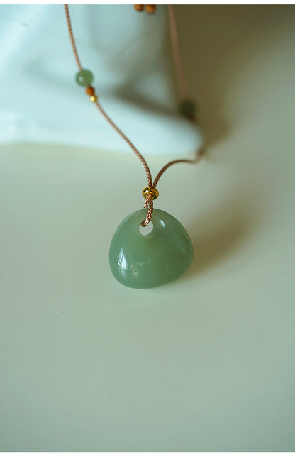 Natural Hetian Jade Green Pendant - Green Jade Lock Pendant for Bags Lucky & Minimalist