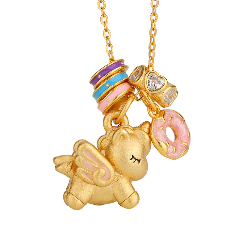 Chinese Zodiac Horse Silver Necklace – S925 Enamel Unicorn Pendant for Women - STAR8S