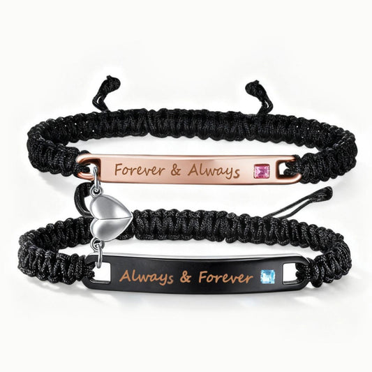Magnetic Couple Bracelet Set – Handwoven Adjustable Rope, Matching His & Hers - STAR8S