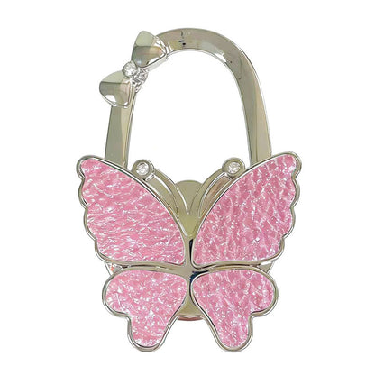 Butterfly Folding Purse Hook for Desk Portable Handbag Hanger for Tables Women Cute Tote Bag Hook Inward Folding Table Side Purse Holder Desk Bag Hanger Clip Non-Slip Office Dining Travel Accessories