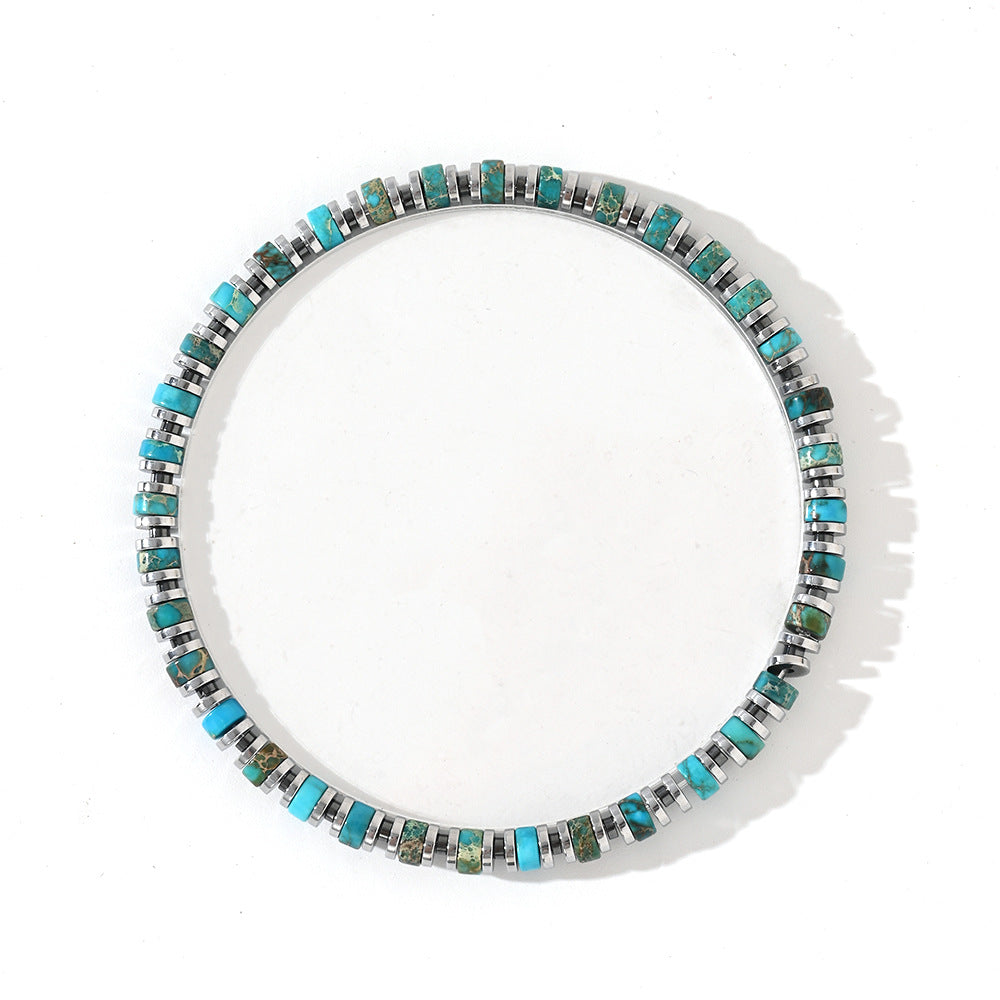 boho color-block natural stone bracelet – men’s imperial stone stretch boho bracelet - star8s