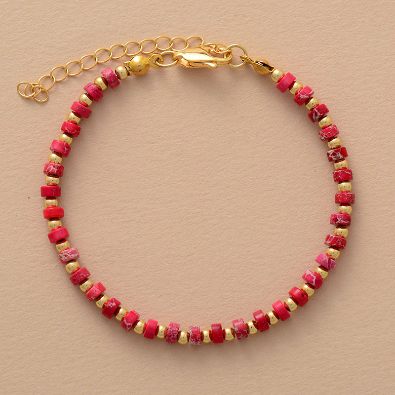 turquoise adjustable beaded bracelet – handmade natural stone unisex bracelet - star8s