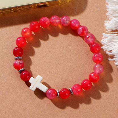 Cross Beaded Bracelets - Faith-Inspired Jewelry with Lava Rock, Turquoise, Tiger's Eye & More | Stylish & Spiritual Handcrafted Accessories