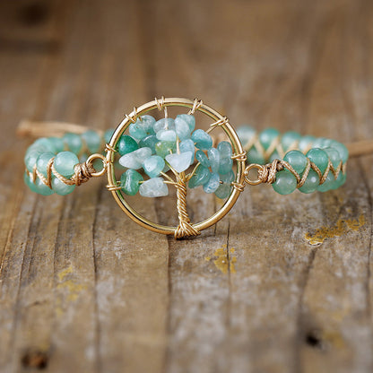 Natural Stone Tree of Life Amethyst Braided Bracelet — Handmade Spiritual Jewelry - STAR8S