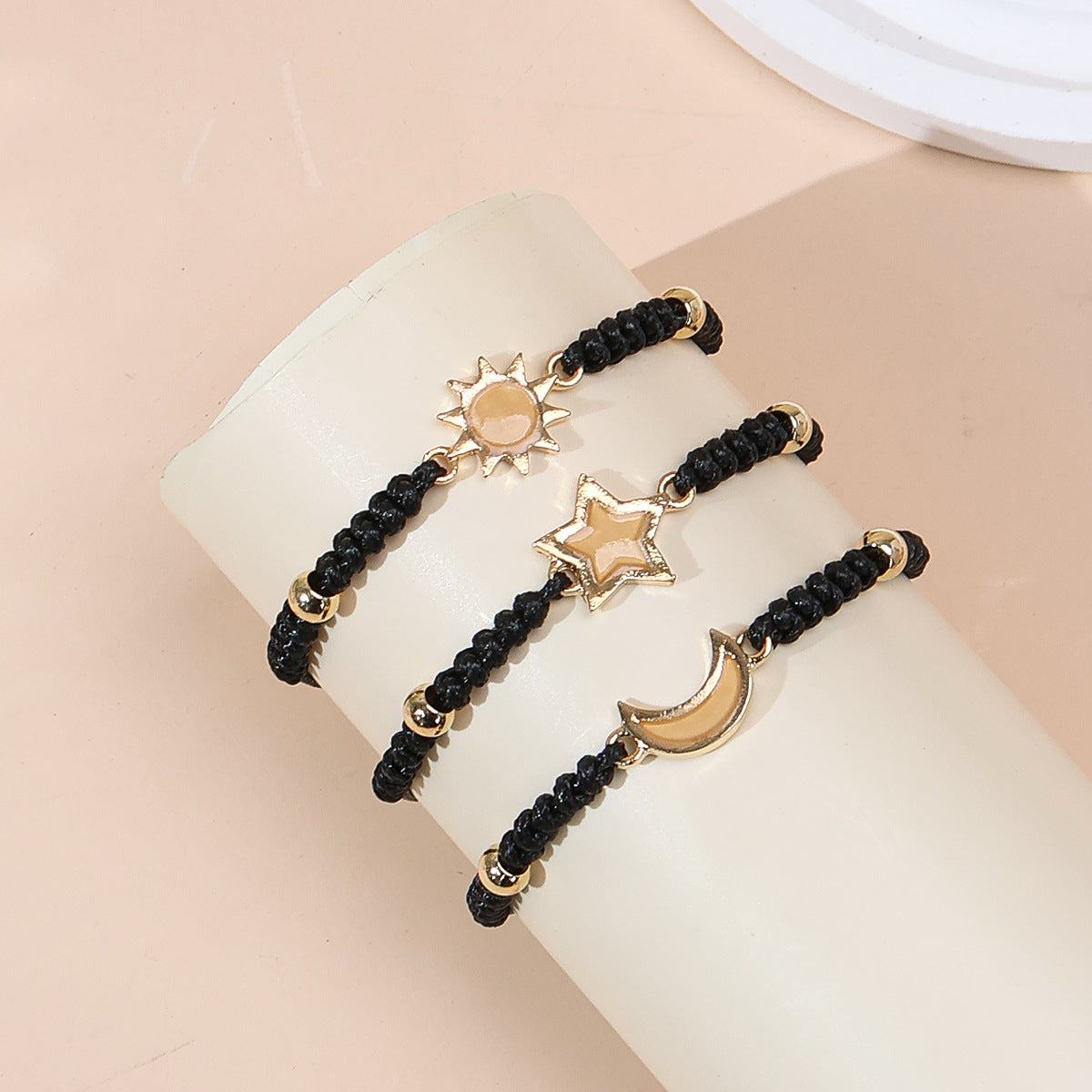matching universe promise bracelets pack handcrafted braided macramé wish wristband set with sun moon star charms cute relationship gift for couples bff sisters