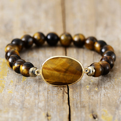 Rhodonite Beaded Bracelet – 8mm Tiger Eye and Rhodonite Elastic Beaded Bracelet for Women and Men - STAR8S