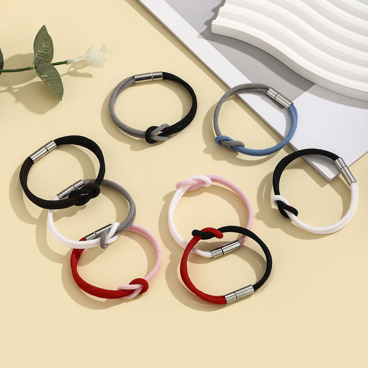 8 braided bracelet - black & white milan rope adjustable couples bracelet - perfect valentine's gift for him & her - star8s