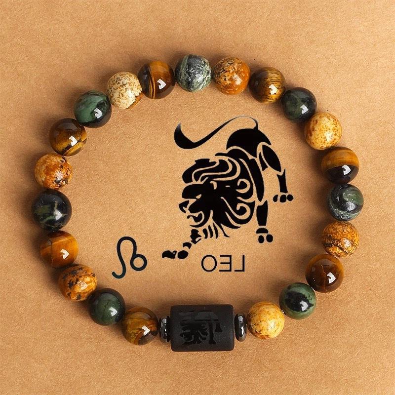 12 the zodiac signs natural stone beaded bracelet - tiger eye - star8s